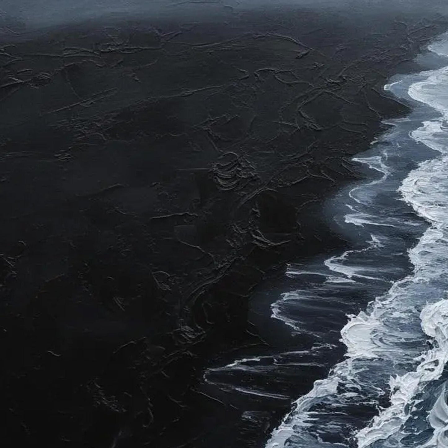 Black and White Palette Knife Ocean Wave Seascape Wall Art