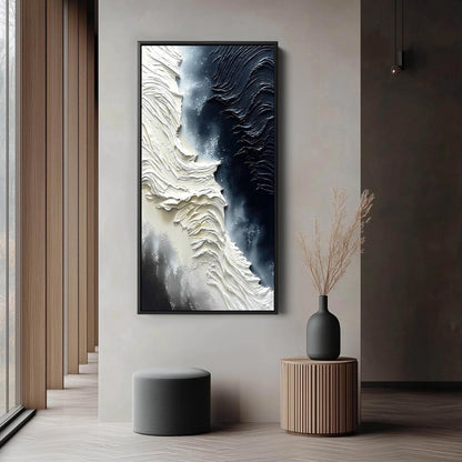 Textural Black White – Grey and Black Abstract Minimalist Wall Art | Impasto Hand-Painted Painting, view 3
