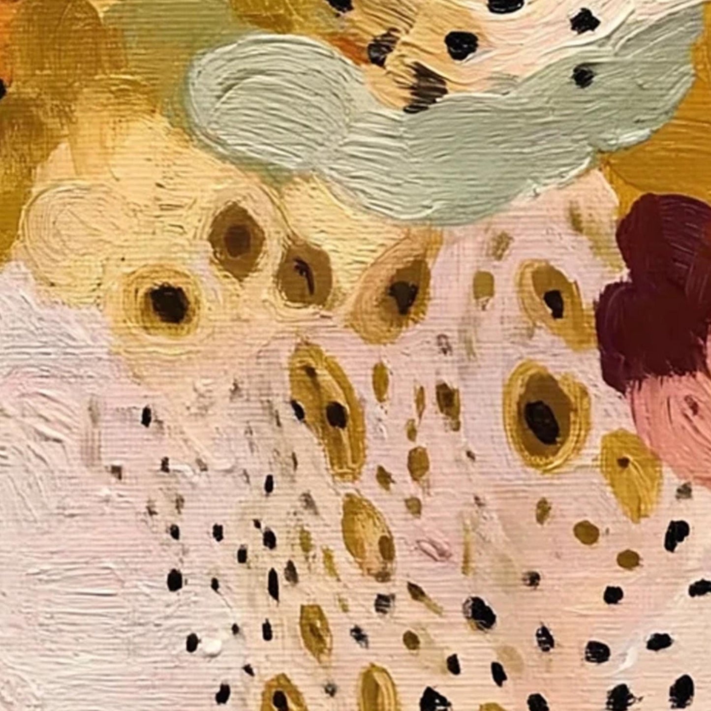 Sage and Gold Textured Abstract Boho Wall Art – Mustard Pink