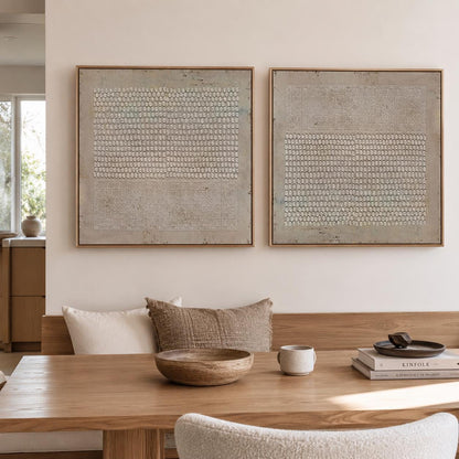 Textured Wabi Sabi Wall Art Set of 2 Brown Plaster Canvas for Living Room