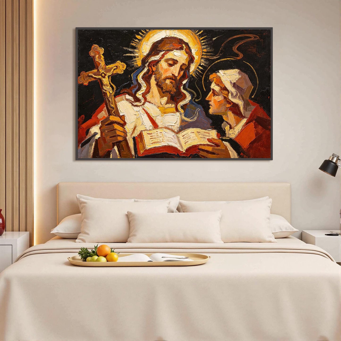 Gold Expressionist Abstract – Holy Figures Scripture Canvas - Expressionist Religious Art - Handmade Oil Acrylic - Faith Home Church Gift
