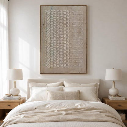 Wabi Sabi Wall Art Brown Geometric Textured Canvas Painting for Living Room