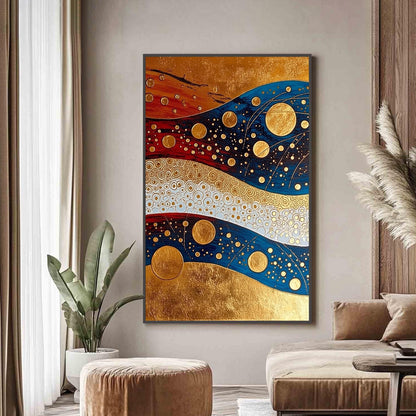 Blue and Gold Art Deco Geometric Wall Art – Art Deco Gold Blue Red