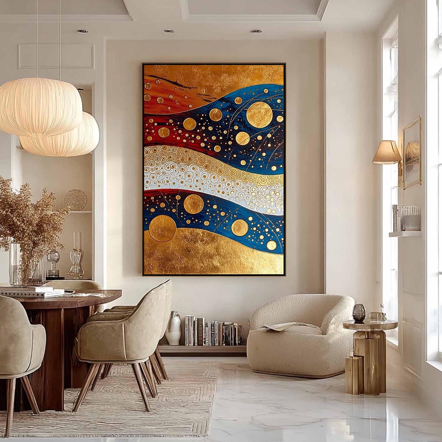 Blue and Gold Art Deco Geometric Wall Art – Art Deco Gold Blue Red