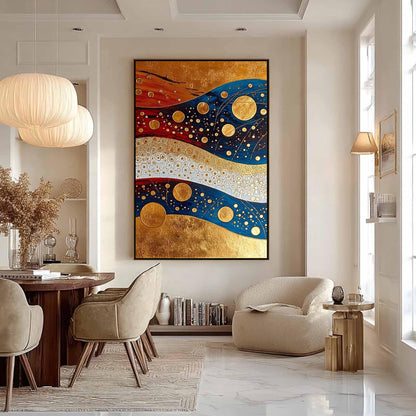 Blue and Gold Art Deco Geometric Wall Art – Art Deco Gold Blue Red