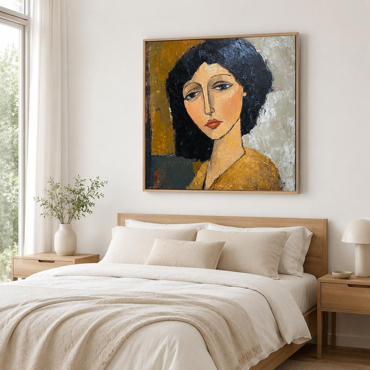 Woman Portrait Wall Art Modernist Abstract Figure Canvas Painting for Living Room Decor