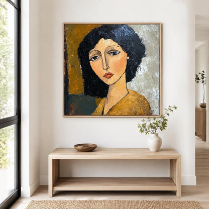 Woman Portrait Wall Art Modernist Abstract Figure Canvas Painting for Living Room Decor