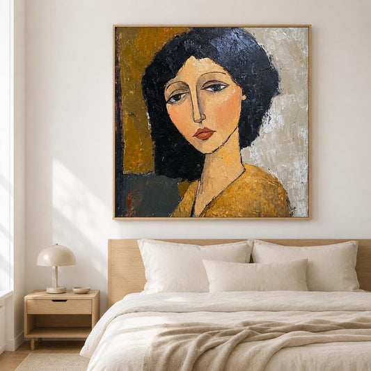 Woman Portrait Wall Art Modernist Abstract Figure Canvas Painting for Living Room Decor
