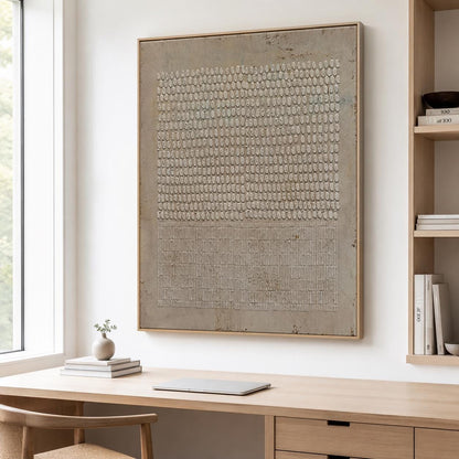 Geometric Abstract Wall Art Brown Wabi Sabi Textured Canvas Painting for Living Room Decor