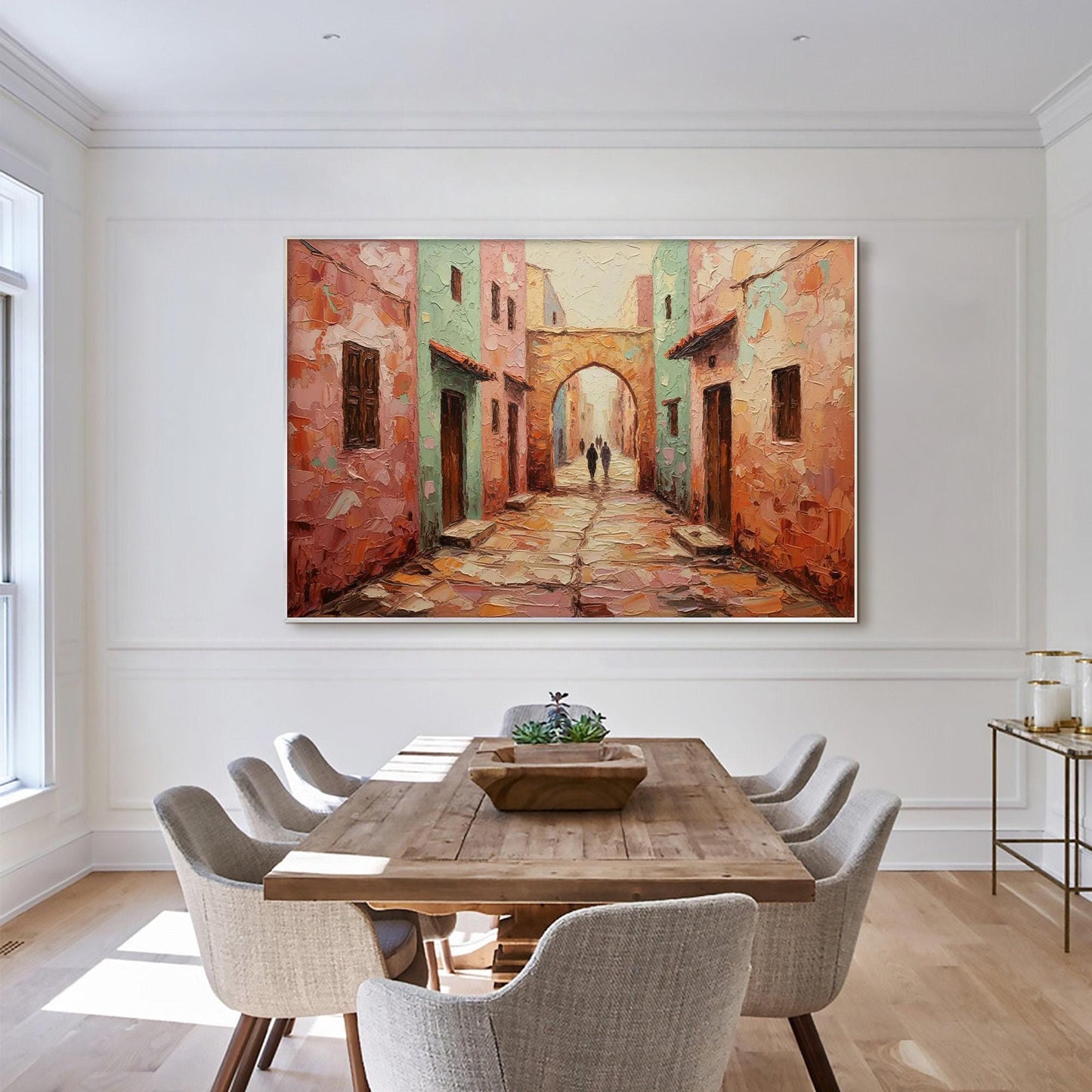 Handmade Acrylic - Mediterranean Wall Decor - Boho Travel Home Housewarming Gift – Cityscape City Architecture Wall Art | Boh