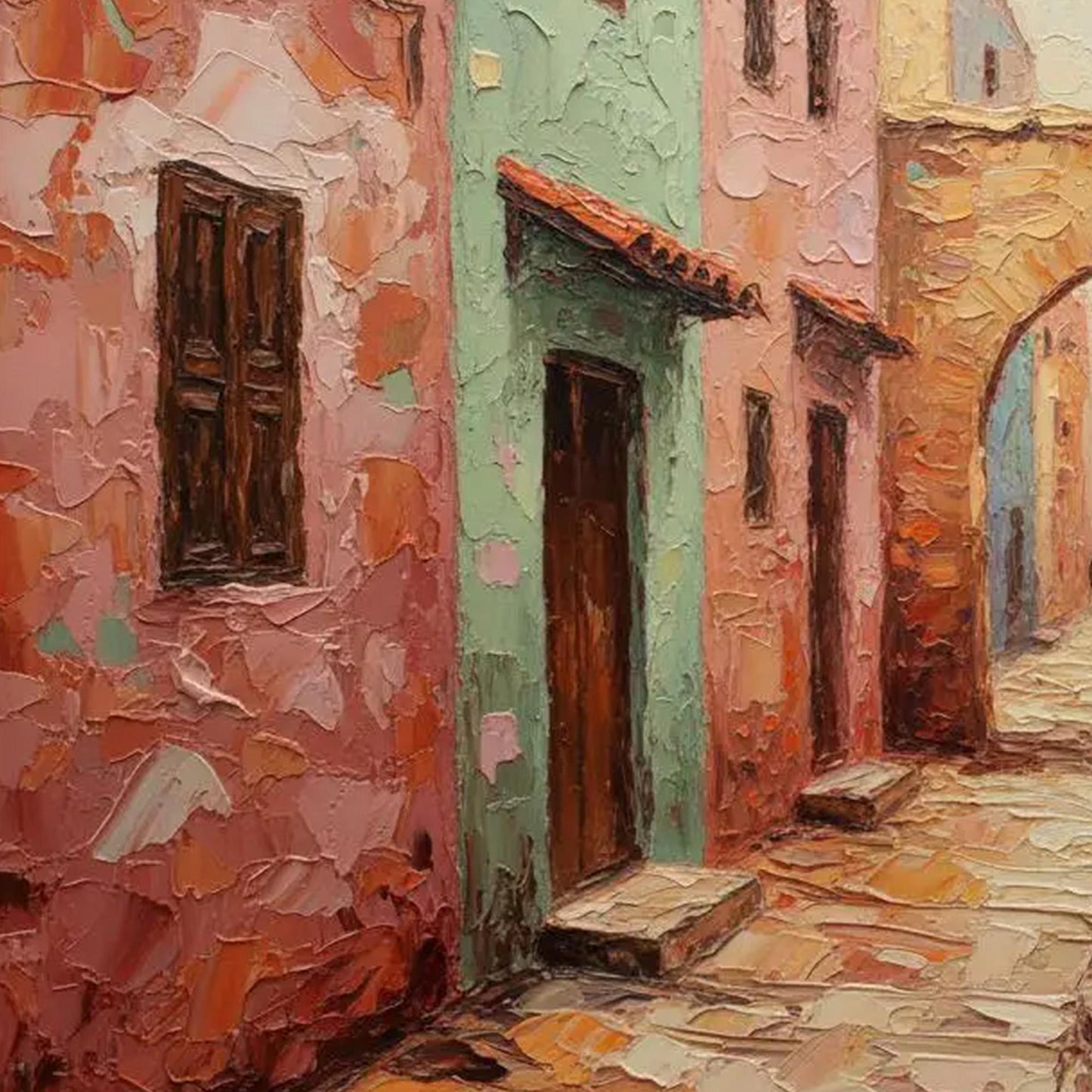 Handmade Acrylic - Mediterranean Wall Decor - Boho Travel Home Housewarming Gift – Cityscape City Architecture Wall Art | Boh