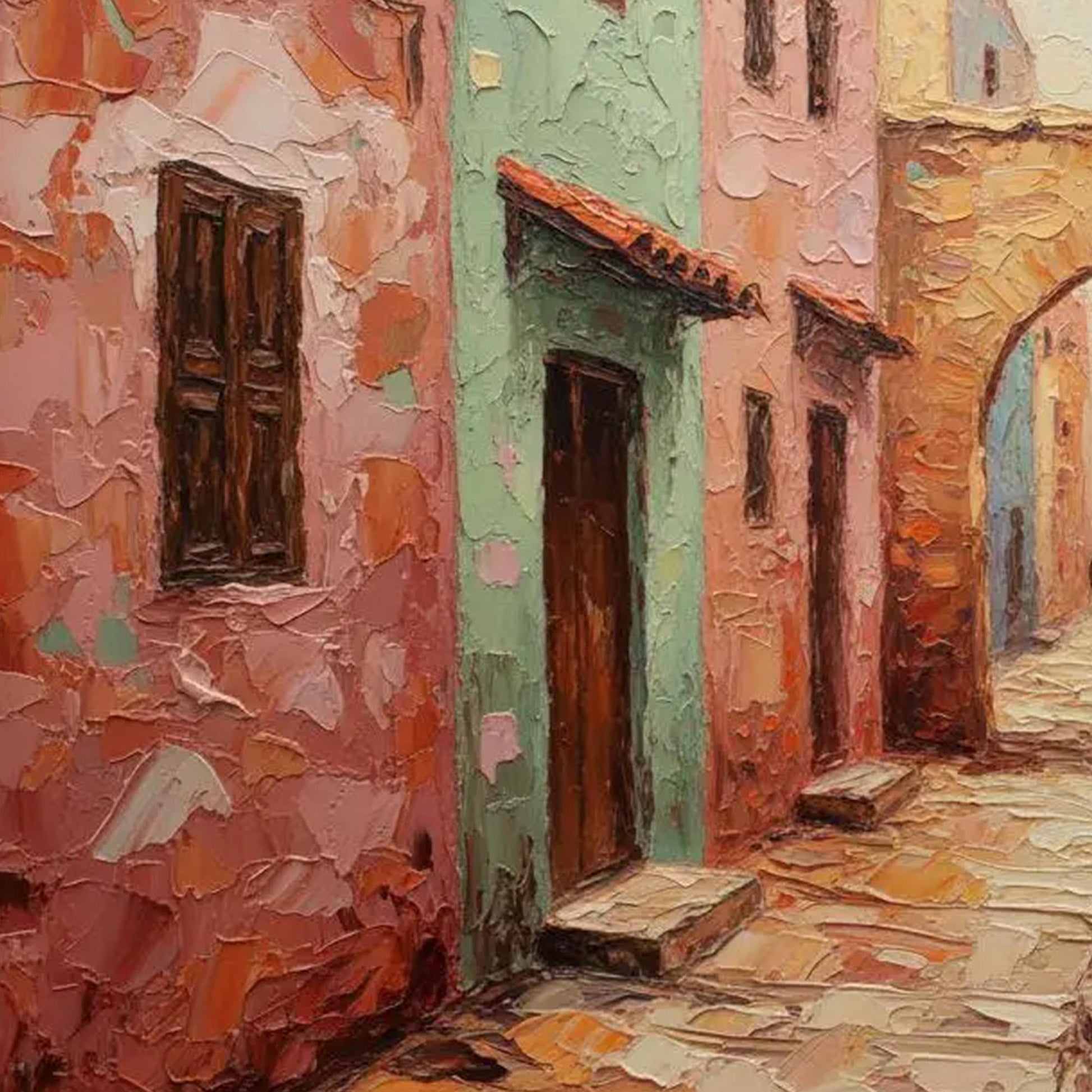 Handmade Acrylic - Mediterranean Wall Decor - Boho Travel Home Housewarming Gift – Cityscape City Architecture Wall Art | Boh