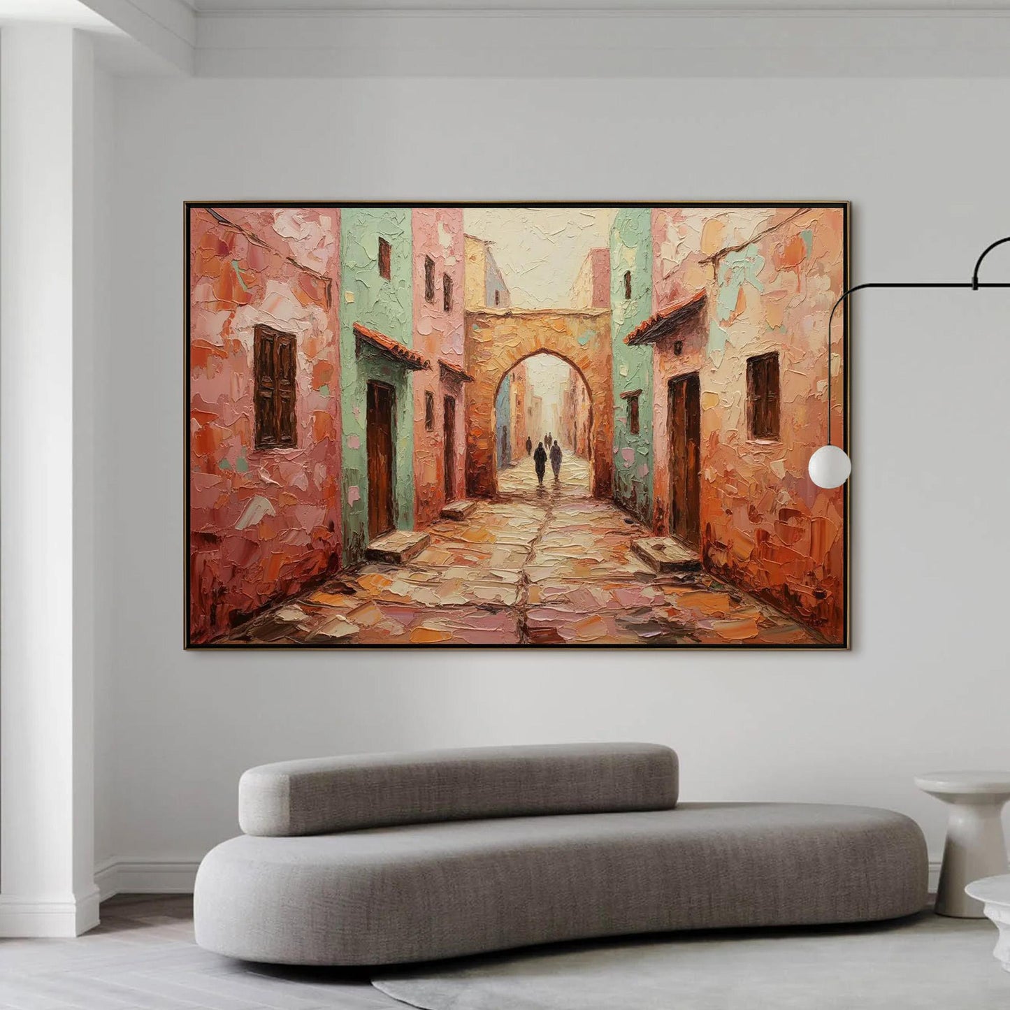 Boho Impasto Cityscape City Architecture Wall Art – Handmade Acrylic - Mediterranean Wall Decor - Boho Travel Home Housewarming Gift