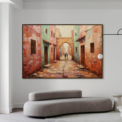Boho Impasto Cityscape City Architecture Wall Art – Handmade Acrylic - Mediterranean Wall Decor - Boho Travel Home Housewarming Gift