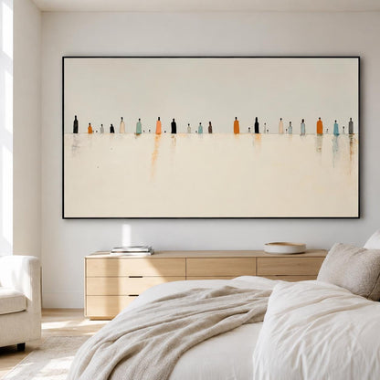 Minimalist Figures Wall Art Beige Abstract Canvas Painting for Modern Living Room Decor