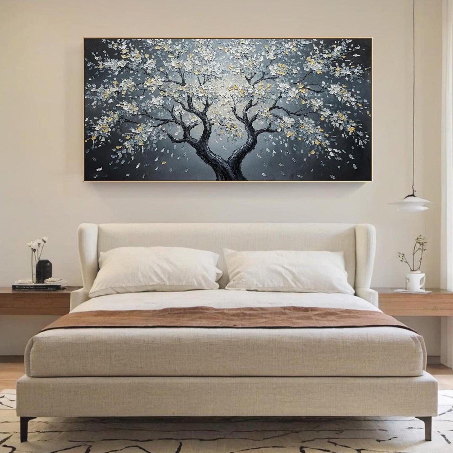 Gold and Black Impasto Floral Wall Art – Moonlit Blossom Canvas - Elegant Wall Art - Handmade Acrylic - Luxury Home Decor Anniversary Gift