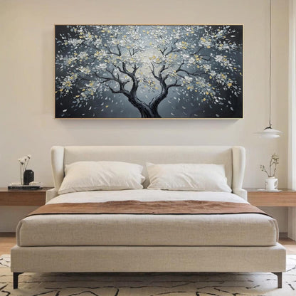 Gold and Black Impasto Floral Wall Art – Moonlit Blossom Canvas - Elegant Wall Art - Handmade Acrylic - Luxury Home Decor Anniversary Gift