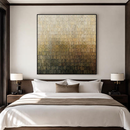 Ivory Olive Abstract Wall Art Fine Line Texture Canvas Painting for Entryway Decor