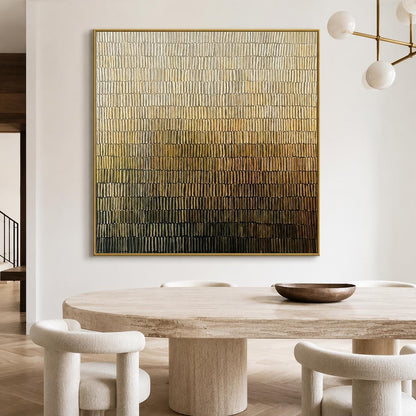 Ivory Olive Abstract Wall Art Fine Line Texture Canvas Painting for Entryway Decor