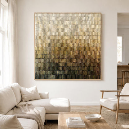 Ivory Olive Abstract Wall Art Fine Line Texture Canvas Painting for Entryway Decor