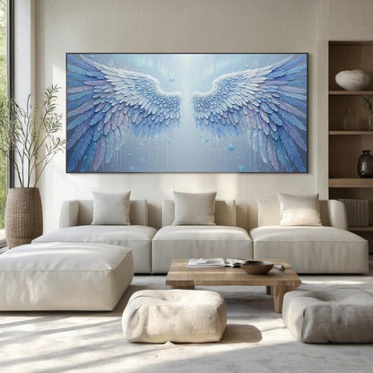 Blue Abstract – Frozen Angel Canvas Art - Blue Snowflake Wall Decor - Handmade Acrylic - Christmas Holiday Spiritual Gift