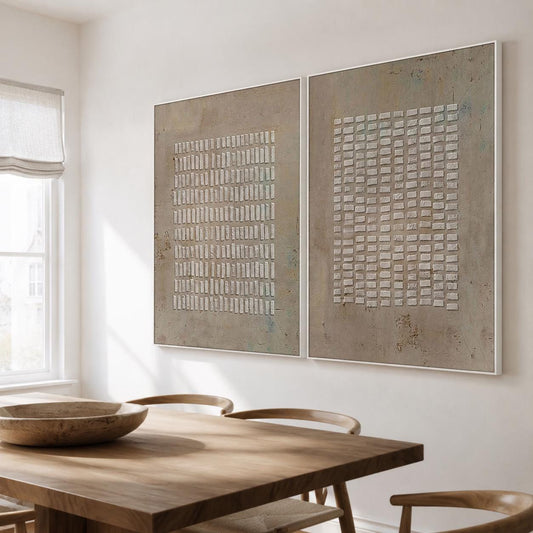 Brown Wabi Sabi Wall Art Set of 2 3D Block Canvas for Living Room