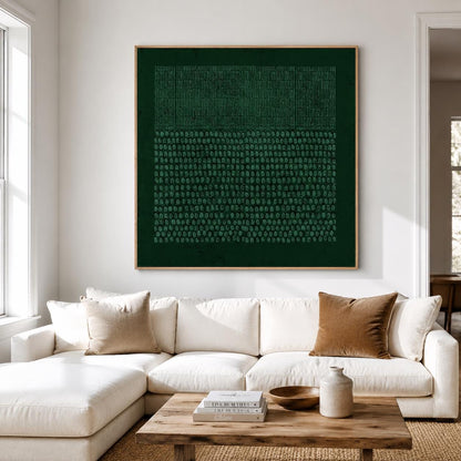 Wabi Sabi Wall Art Forest Green Dot Texture Canvas Painting for Modern Office Decor