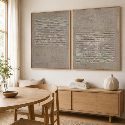 Set of 2 Wabi Sabi Wall Art Brown Textured Canvas Painting Living Room Decor
