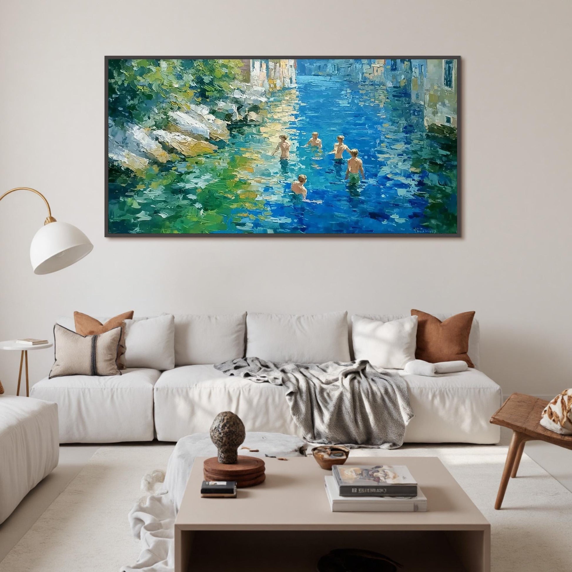Venice Summer Canvas Art - Handmade Acrylic - European City Wall Decor - Nostalgic Home Housewarming Gift – Colorful Cityscap