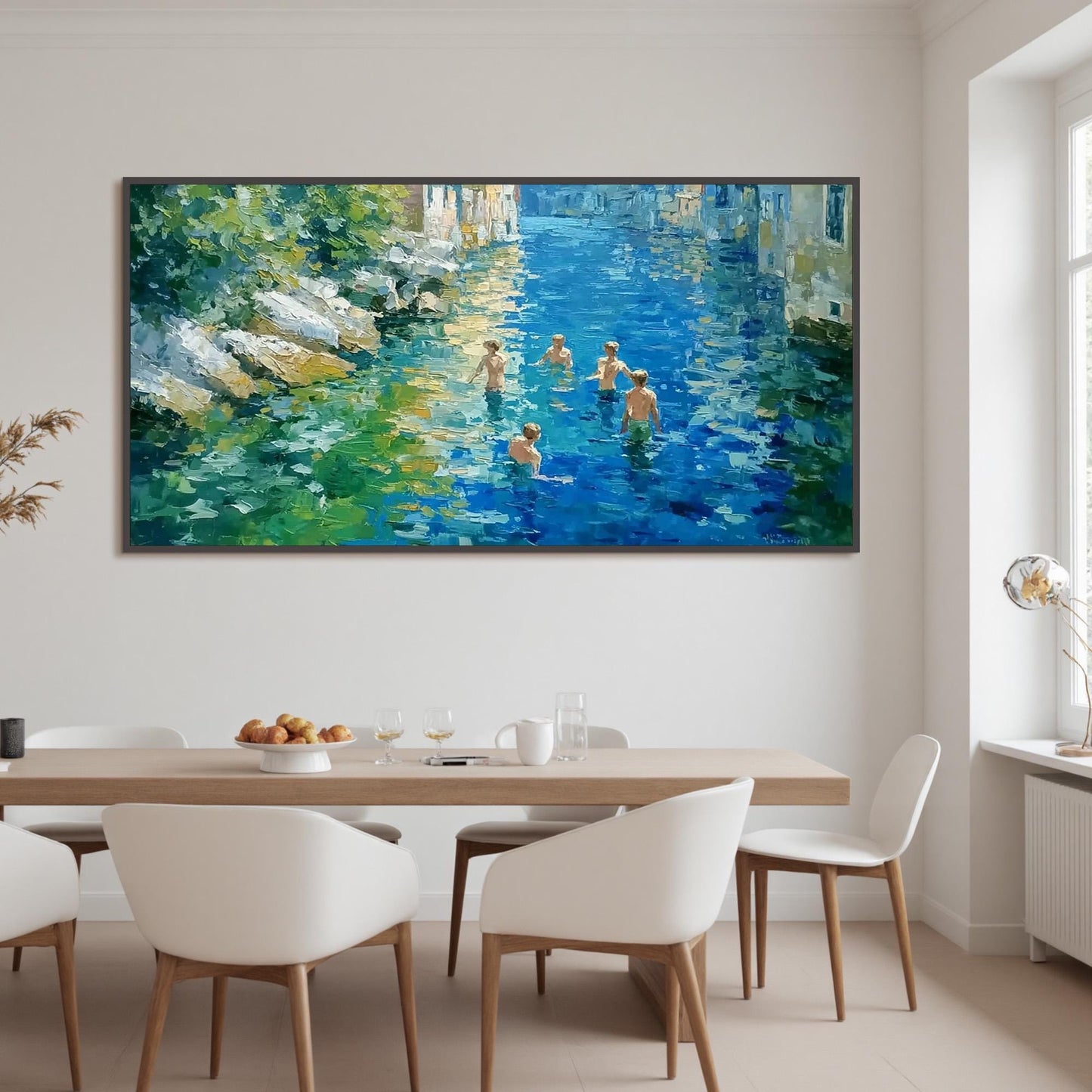 Colorful Impressionist Cityscape City Architecture Wall Art – Venice Summer Canvas Art - Handmade Acrylic - European City Wall Decor - Nostalgic Home Housewarming Gift