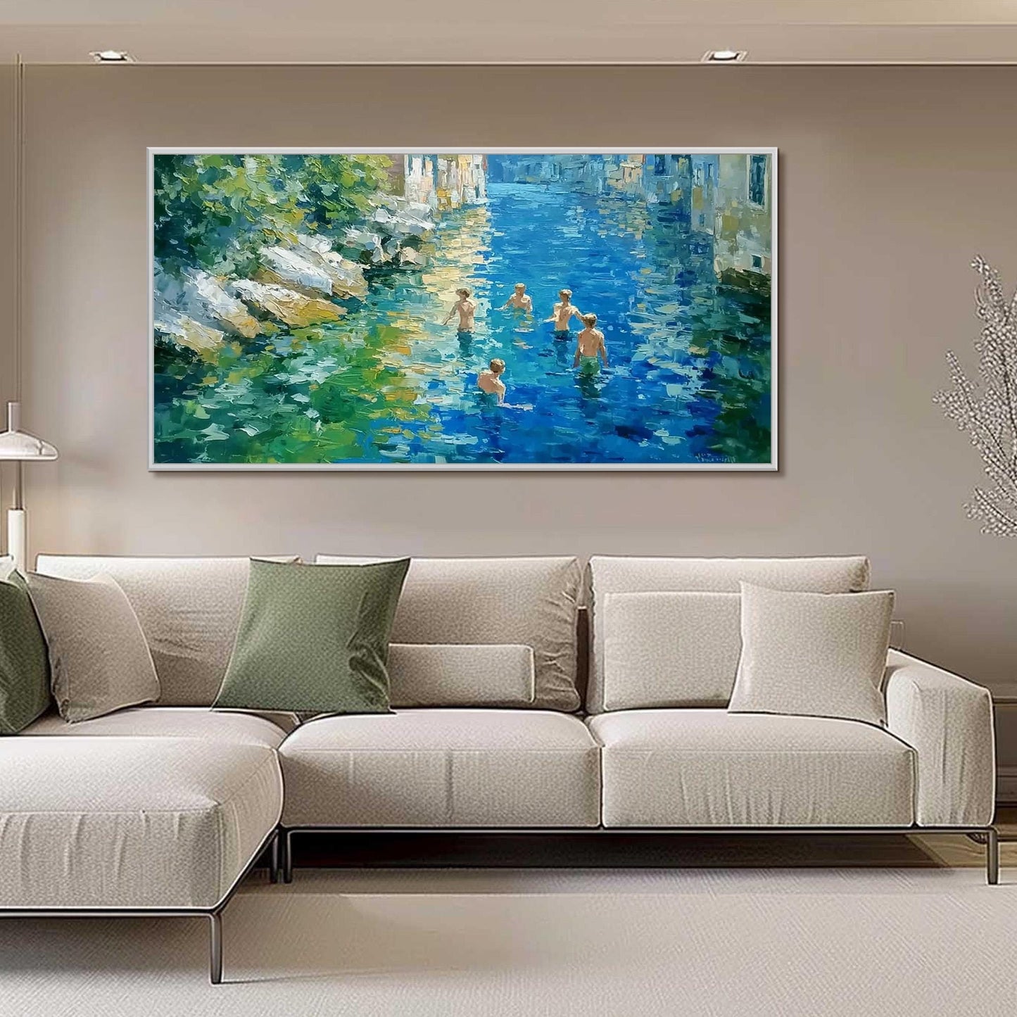 Colorful Impressionist Cityscape City Architecture Wall Art – Venice Summer Canvas Art - Handmade Acrylic - European City Wall Decor - Nostalgic Home Housewarming Gift