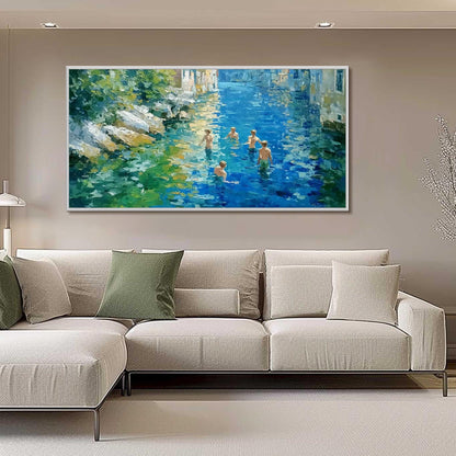 Colorful Impressionist Cityscape City Architecture Wall Art – Venice Summer Canvas Art - Handmade Acrylic - European City Wall Decor - Nostalgic Home Housewarming Gift