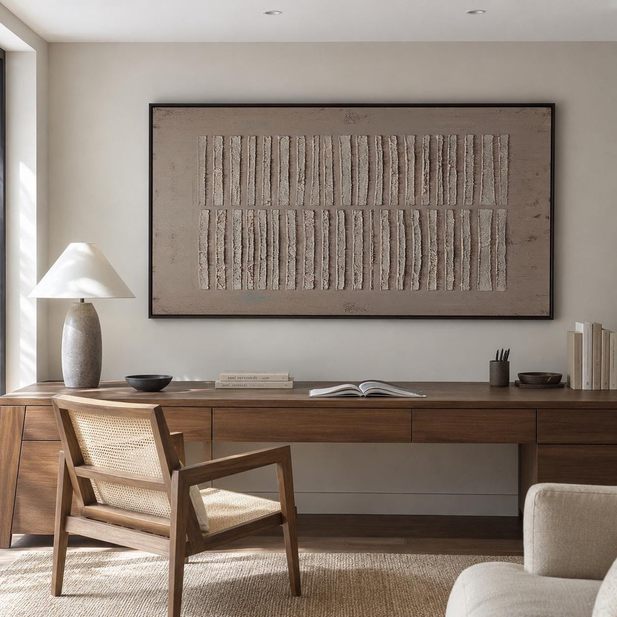Textured Abstract Wall Art Neutral Wabi Sabi Canvas Painting for Living Room Decor