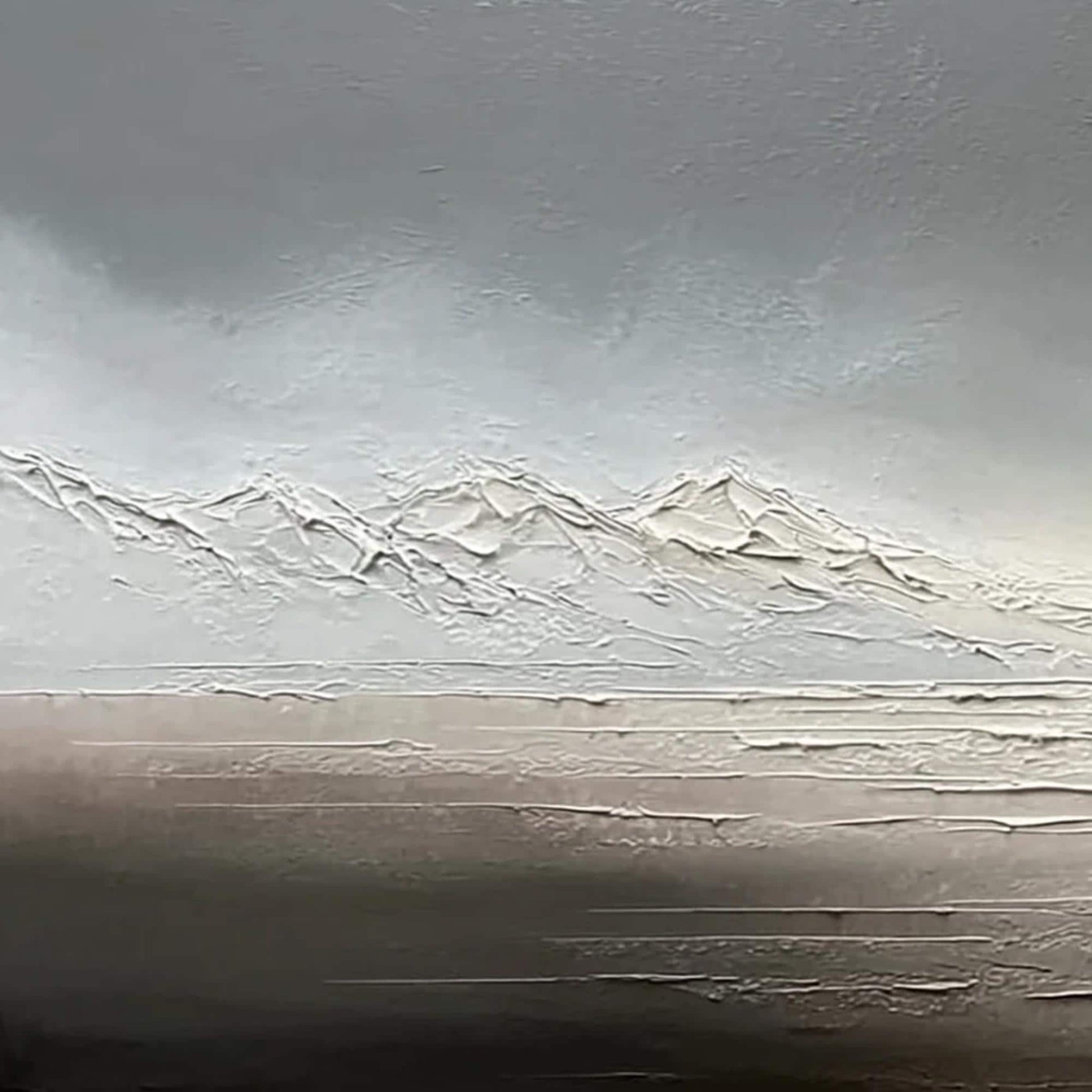 Neutral Landscape Canvas Art - Handmade Acrylic - Zen Wall Decor - Minimalist Home Housewarming Gift – Silver and Grey Mounta