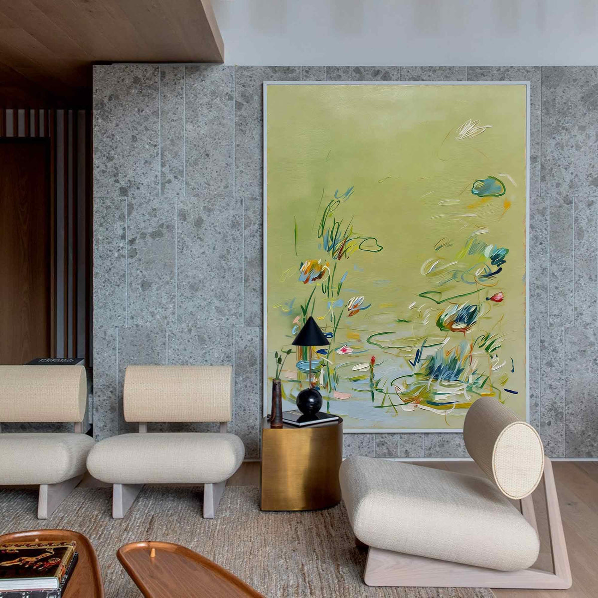 Soft Sage Green Floral Wall Art Abstract Botanical Canvas Painting for Cottage Bedroom Decor