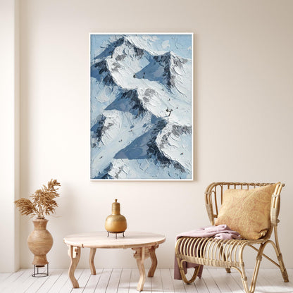 Blue and Grey Abstract Palette Knife Alpine Mountain Wall Art – Snowy Alpine Canvas Art - Handmade Acrylic - Winter Wall Decor - Cabin Home Housewarming Gift