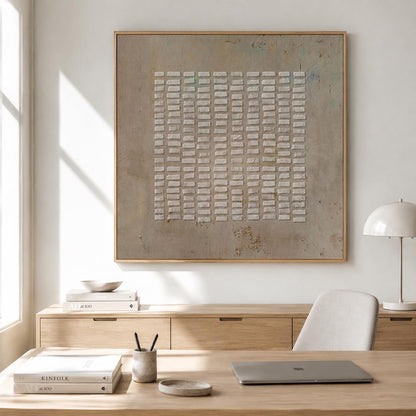 Wabi Sabi Wall Art Brown 3D Block Texture Canvas Painting for Living Room