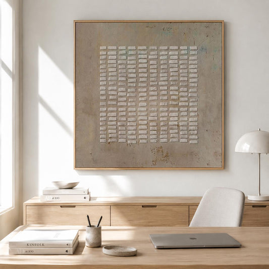 Wabi Sabi Wall Art Brown 3D Block Texture Canvas Painting for Living Room