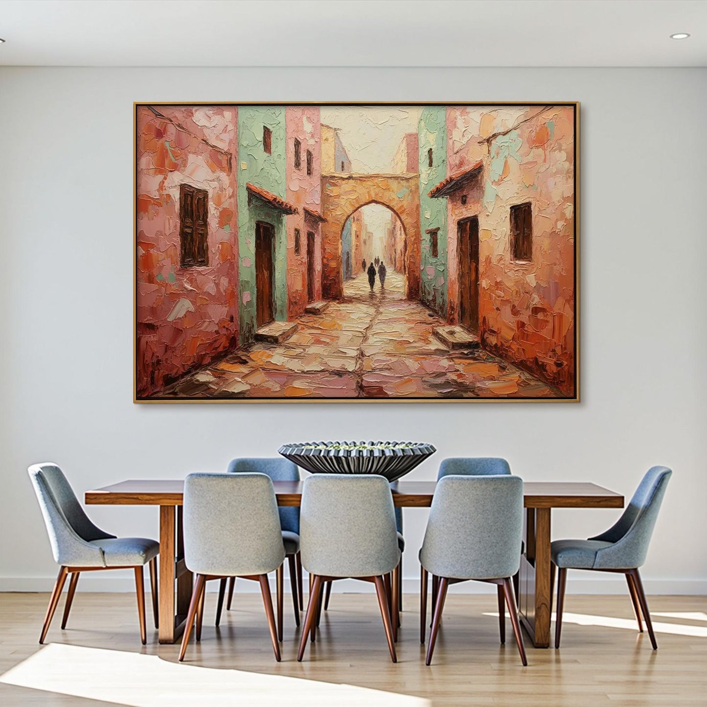 Boho Impasto Cityscape City Architecture Wall Art – Handmade Acrylic - Mediterranean Wall Decor - Boho Travel Home Housewarming Gift