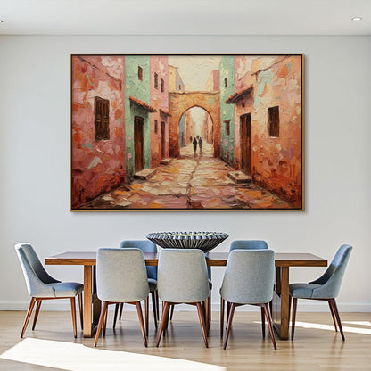 Boho Impasto Cityscape City Architecture Wall Art – Handmade Acrylic - Mediterranean Wall Decor - Boho Travel Home Housewarming Gift