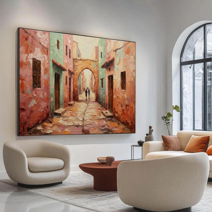 Handmade Acrylic - Mediterranean Wall Decor - Boho Travel Home Housewarming Gift – Cityscape City Architecture Wall Art | Boh
