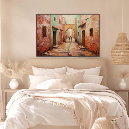 Boho Impasto Cityscape City Architecture Wall Art – Handmade Acrylic - Mediterranean Wall Decor - Boho Travel Home Housewarming Gift