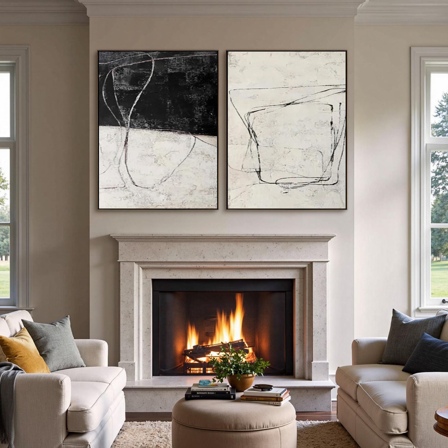 Black and White Scandinavian Abstract Minimalist Wall Art – Minimalist Canvas Wall Art - Handmade Acrylic - Modern Home Decor - Gallery Housewarming Gift