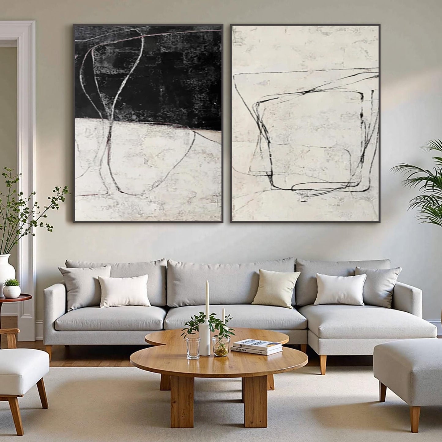 Minimalist Canvas Wall Art - Handmade Acrylic - Modern Home Decor - Gallery Housewarming Gift – Black and White Abstract Mini