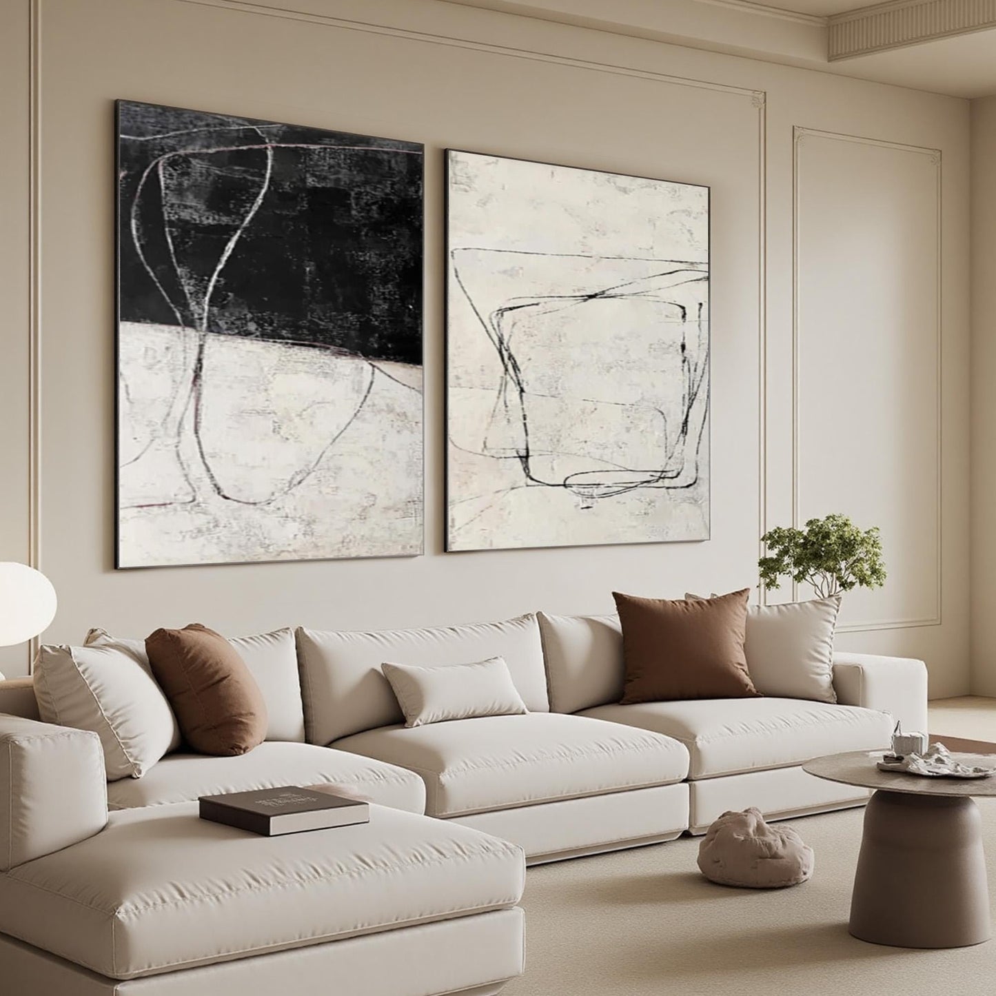 Minimalist Canvas Wall Art - Handmade Acrylic - Modern Home Decor - Gallery Housewarming Gift – Black and White Abstract Mini