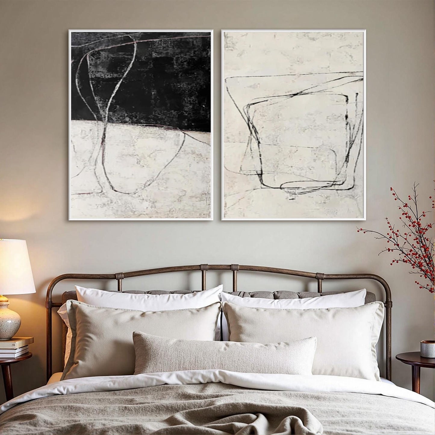Black and White Scandinavian Abstract Minimalist Wall Art – Minimalist Canvas Wall Art - Handmade Acrylic - Modern Home Decor - Gallery Housewarming Gift