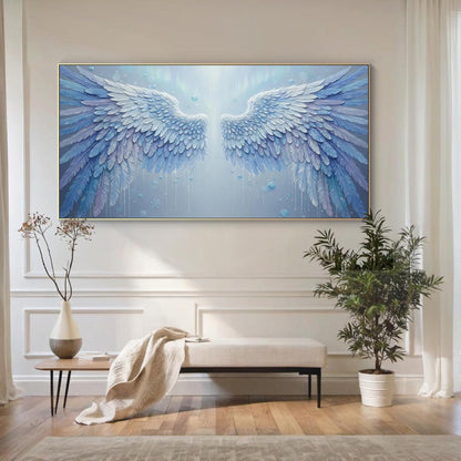 Blue Abstract – Frozen Angel Canvas Art - Blue Snowflake Wall Decor - Handmade Acrylic - Christmas Holiday Spiritual Gift