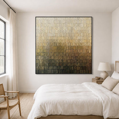 Ivory Olive Abstract Wall Art Fine Line Texture Canvas Painting for Entryway Decor