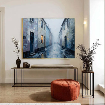 Handmade Acrylic - Misty Wall Art - Vintage Home Decor - Cozy Housewarming Anniversary Gift – Grey Cityscape City Architectur
