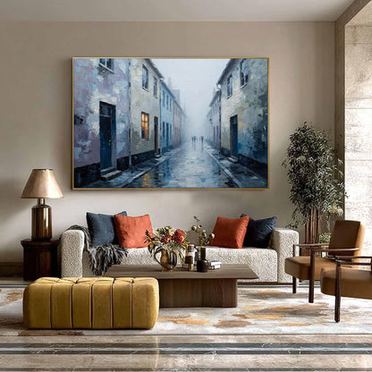 Handmade Acrylic - Misty Wall Art - Vintage Home Decor - Cozy Housewarming Anniversary Gift – Grey Cityscape City Architectur